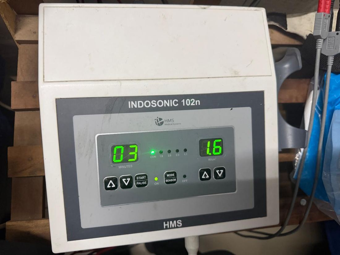 Indosonic 102n ultrasound therapy machine at Hi-Tech Physiotherapy Dehradun